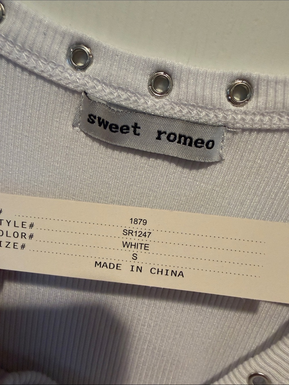 Sweet Romeo White Ribbed Tank with Silver Studs - Picture 2 of 7